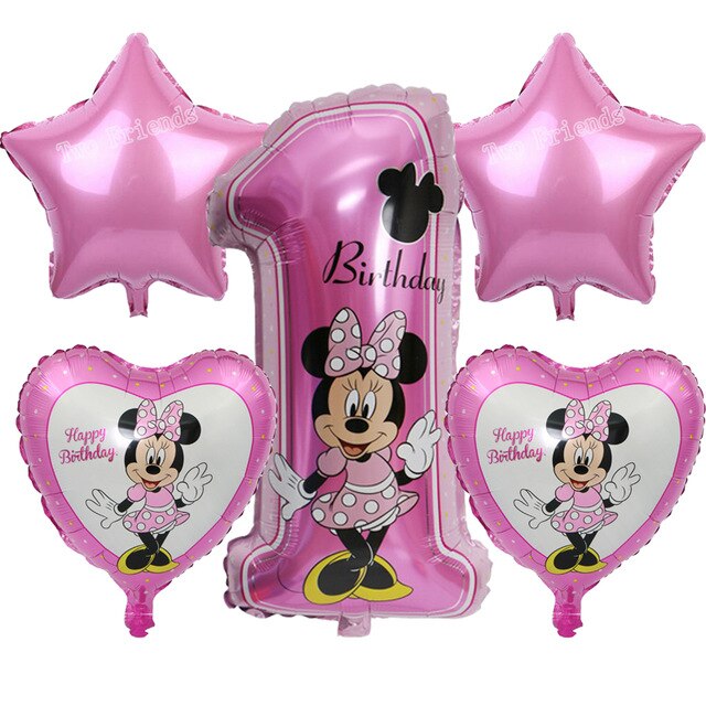 Mickey minnie foil balloons 1st birthday party decorations kids ballon number 1 globos dot latex Children's toy baby shower girl