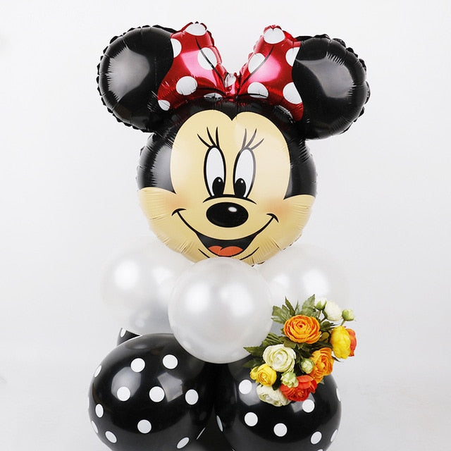 Mickey minnie foil balloons 1st birthday party decorations kids ballon number 1 globos dot latex Children's toy baby shower girl