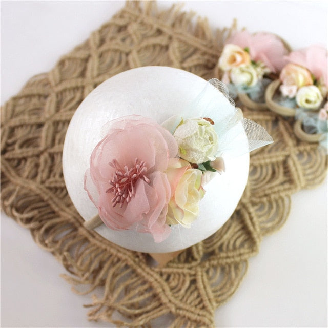 BalleenShiny Princess Flower Headband Newborn Baby Boy Girl Artificial Floral Photography Prop Hair Accessories Infant Headwear