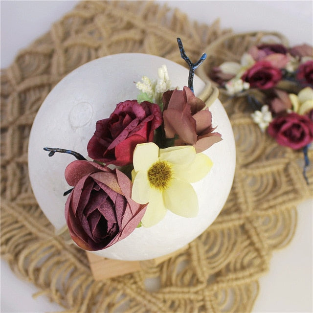 BalleenShiny Princess Flower Headband Newborn Baby Boy Girl Artificial Floral Photography Prop Hair Accessories Infant Headwear