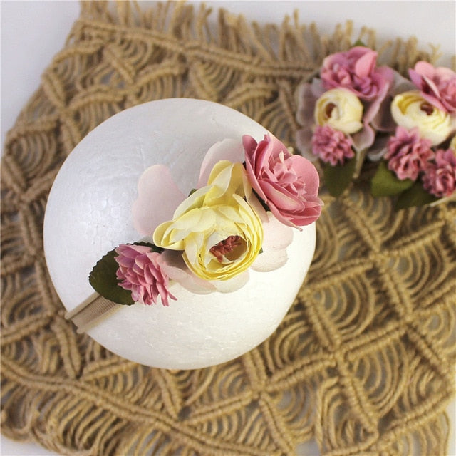 BalleenShiny Princess Flower Headband Newborn Baby Boy Girl Artificial Floral Photography Prop Hair Accessories Infant Headwear