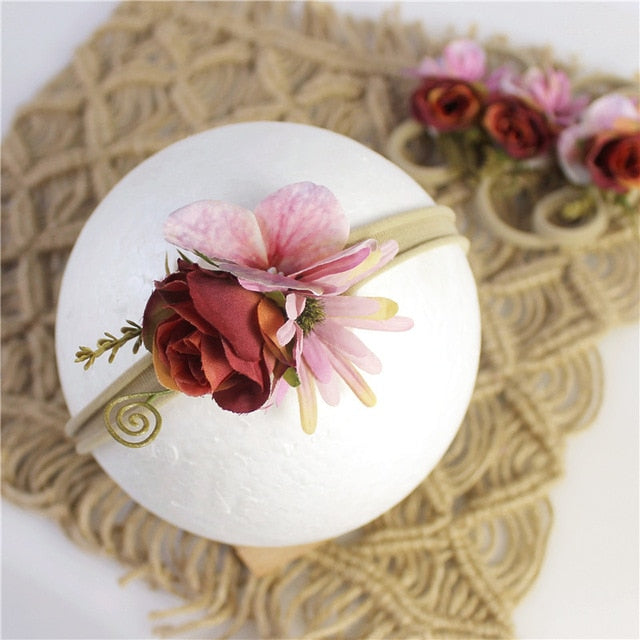 BalleenShiny Princess Flower Headband Newborn Baby Boy Girl Artificial Floral Photography Prop Hair Accessories Infant Headwear