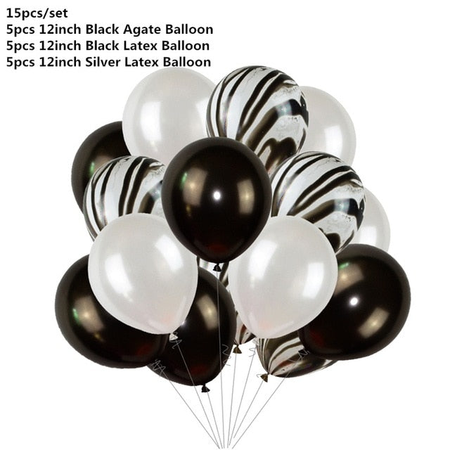 Black Gold Happy Birthday Banner Balloons Helium Number Foil Balloon for Baby Boy Kids Adult 18 30 Birthday Party Decorations