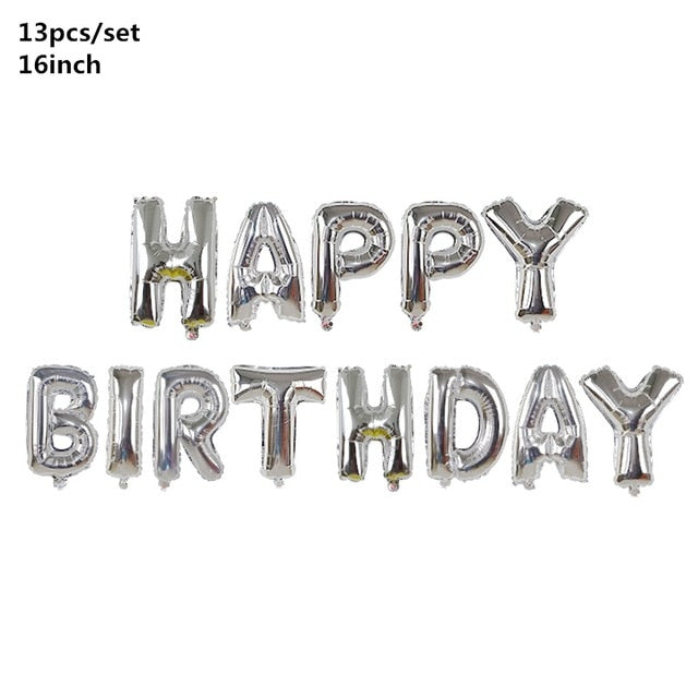 Black Gold Happy Birthday Banner Balloons Helium Number Foil Balloon for Baby Boy Kids Adult 18 30 Birthday Party Decorations