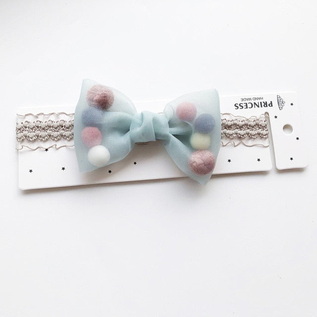 BalleenShiny Baby Girls Bowknot Crown Headband Lace Elastic Princess Hair Band Fashion New Style Children Kids Hair Accessories
