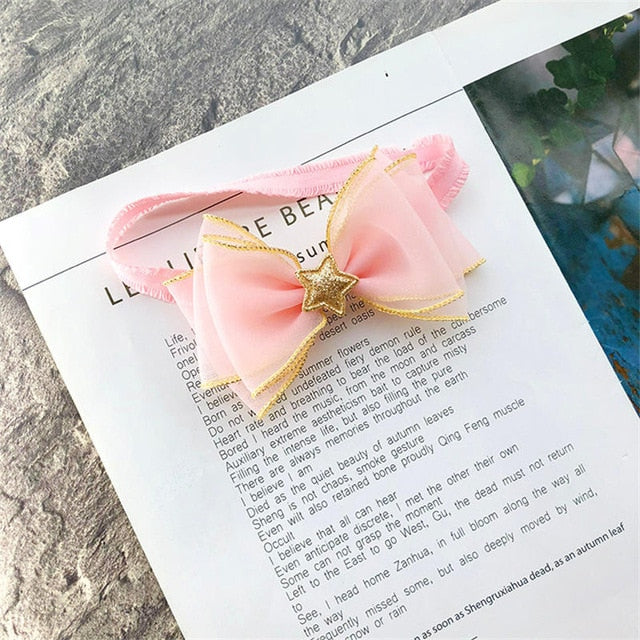 BalleenShiny Baby Girls Bowknot Crown Headband Lace Elastic Princess Hair Band Fashion New Style Children Kids Hair Accessories