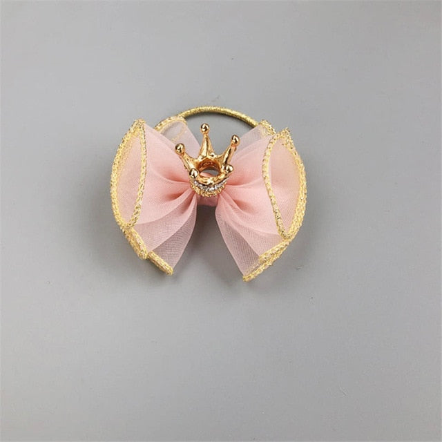 BalleenShiny Baby Girls Bowknot Crown Headband Lace Elastic Princess Hair Band Fashion New Style Children Kids Hair Accessories