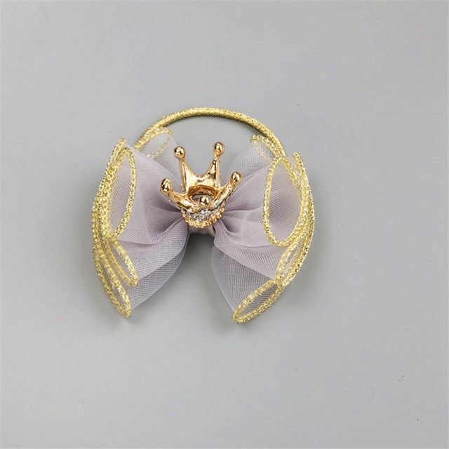 BalleenShiny Baby Girls Bowknot Crown Headband Lace Elastic Princess Hair Band Fashion New Style Children Kids Hair Accessories