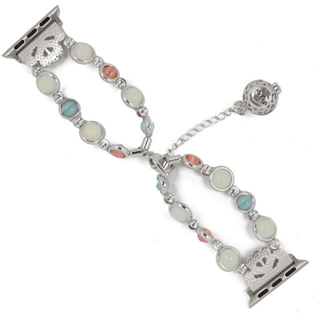 Women Jewelry Watchband For Apple Watch Band 38mm 42mm Agate Luminous For Apple iWatch Strap 40mm 44mm Series 2 3 4 5 Bracelet