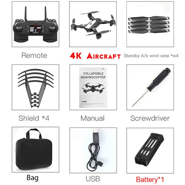HJ68 Foldable Profissional Drone With Camera 4K HD Selfie Auto Follow WiFi FPV Wide Angle RC Quadcopter Helicopter Toy S167 G901
