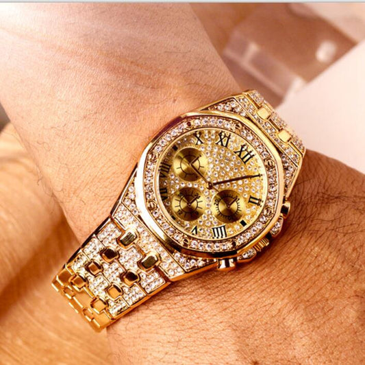 2019 Iced Out Watch men  Hip Hop luxury wristwatch diamond watch gold silver men watches jewelry gifts big dial