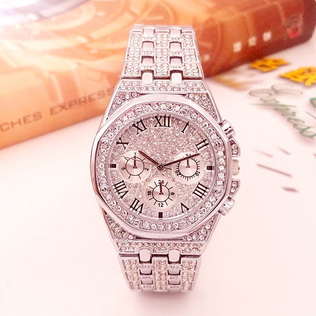 2019 Iced Out Watch men Hip Hop luxury wristwatch diamond watch gold silver men watches jewelry gifts big dial