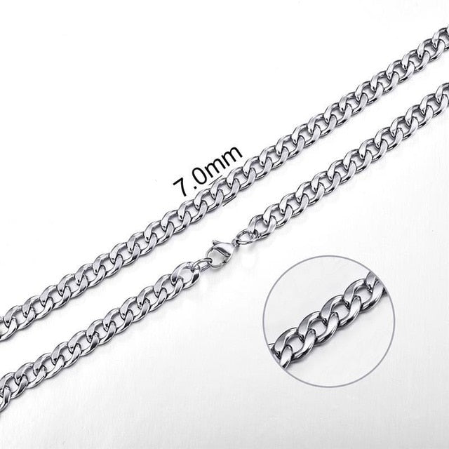 Stainless Steel Chain Necklace for Men Women Curb Cuban Link Chain Black Gold Silver Color Punk Choker Fashion Male Jewelry Gift
