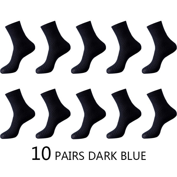 High Quality 10 Pairs/lot Men Bamboo Fiber Socks Men Breathable Compression Long Socks Business Casual Male Large size 38-45