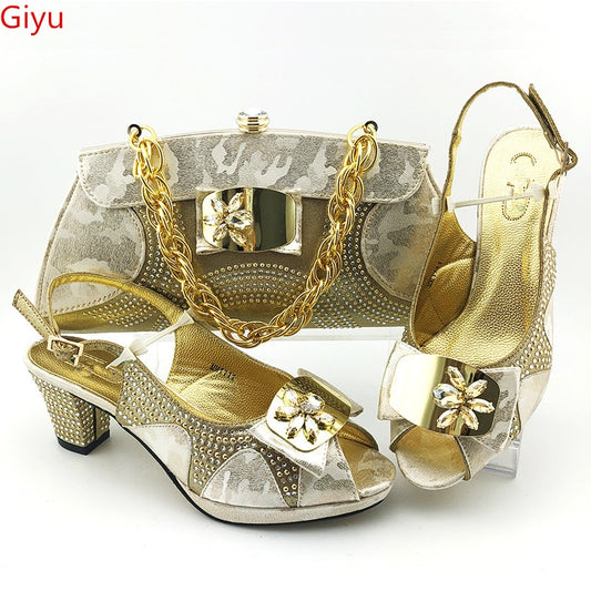 doershow beautiful style Italian Shoes With Matching Bags African Women Shoes and Bags Set For Prom Party Summer Sandal!HAS1-37