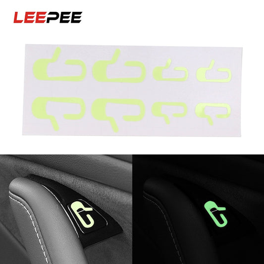 LEEPEE 1 Set DIY Car Door Open Exit Sticker Decal Luminous stickers Interior Accessories  Fit For Tesla Model 3