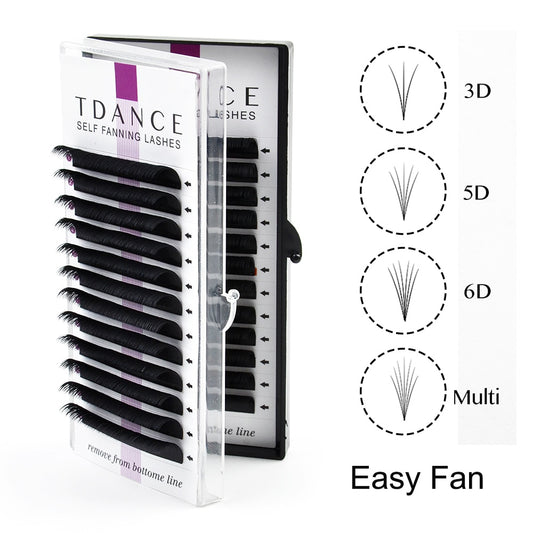 TDANCE Easy Fan Lashes Bloom Eyelash Extension Austomatic Flowering Fast Fan Self-Making Fans Volume Lashes soft makeup eyelash