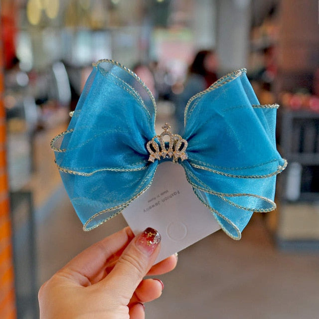 BalleenShiny Baby Girls Bowknot Crown Headband Lace Elastic Princess Hair Band Fashion New Style Children Kids Hair Accessories
