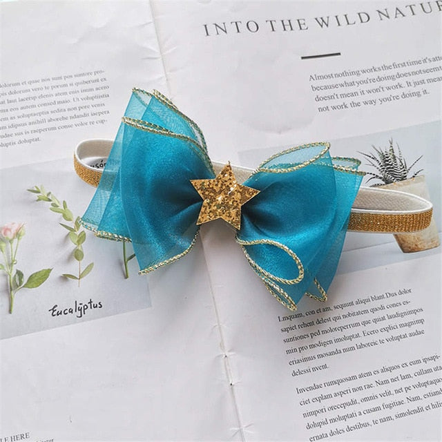 BalleenShiny Baby Girls Bowknot Crown Headband Lace Elastic Princess Hair Band Fashion New Style Children Kids Hair Accessories