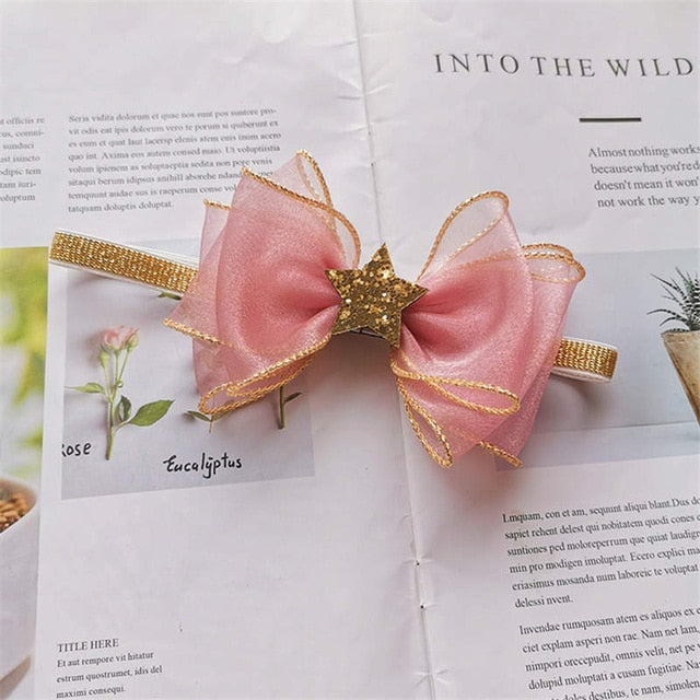 BalleenShiny Baby Girls Bowknot Crown Headband Lace Elastic Princess Hair Band Fashion New Style Children Kids Hair Accessories