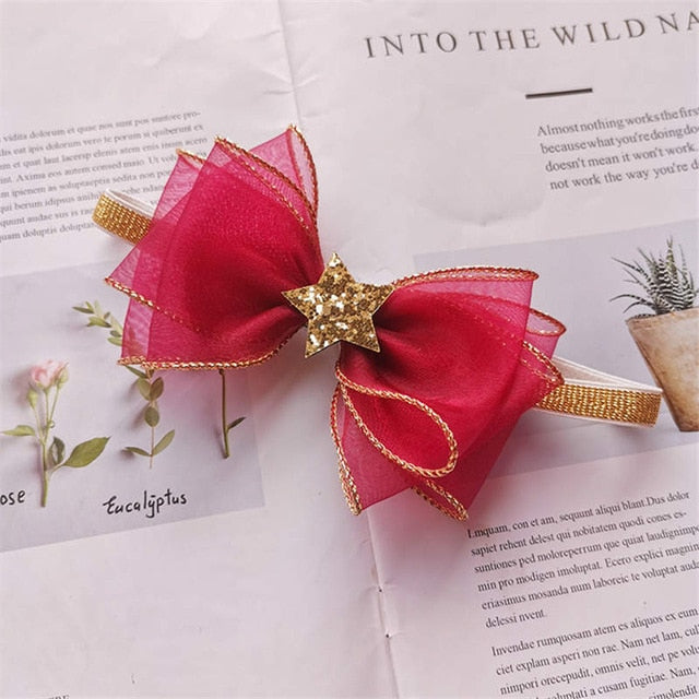 BalleenShiny Baby Girls Bowknot Crown Headband Lace Elastic Princess Hair Band Fashion New Style Children Kids Hair Accessories