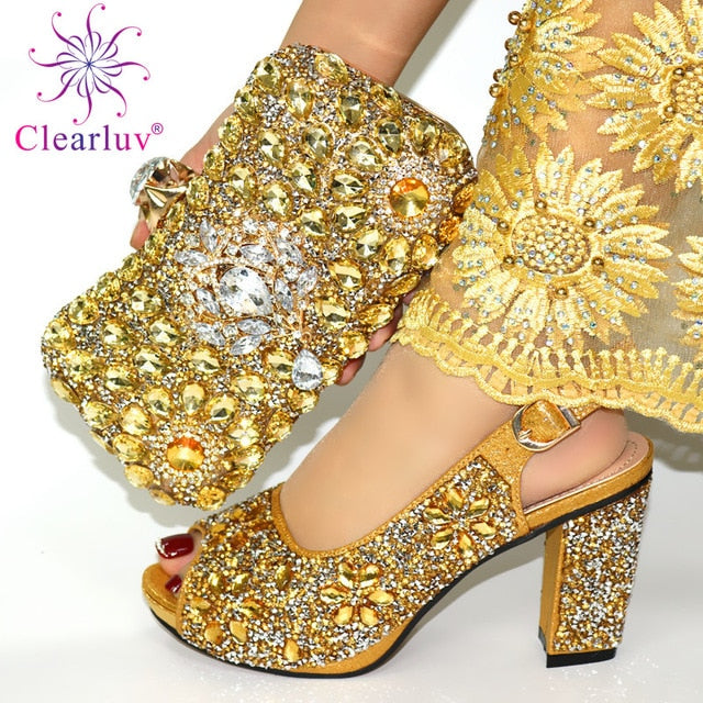 Italian Shoes with Matching Bags 2020 Shoe and Bag Set for Party In Women Nigerian Women Party Pumps with Purse Women High Heels
