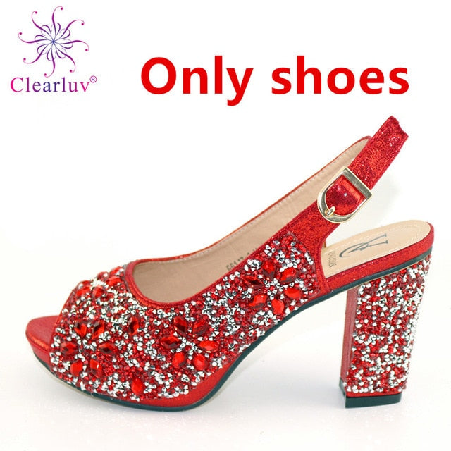 Italian Shoes with Matching Bags 2020 Shoe and Bag Set for Party In Women Nigerian Women Party Pumps with Purse Women High Heels
