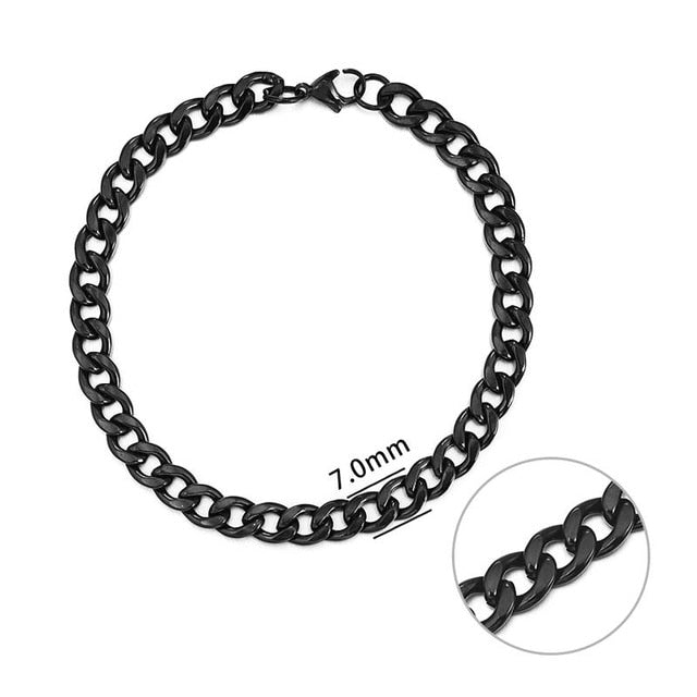Jiayiqi 5-11 mm Men Chain Bracelet Stainless Steel Curb Cuban Link Chain Bangle for Male Women Hiphop Trendy Wrist Jewelry Gift