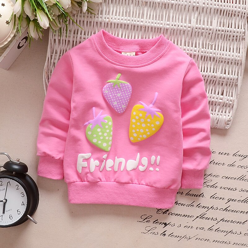2019 New Autumn Baby Girls Sweatshirts Winter Spring Children Hoodies Cotton Strawberry Long Sleeve Sweater Kids T-shirt Clothes
