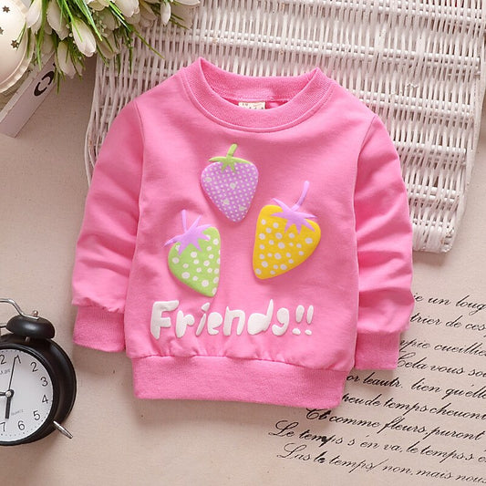 2019 New Autumn Baby Girls Sweatshirts Winter Spring Children Hoodies Cotton Strawberry Long Sleeve Sweater Kids T-shirt Clothes