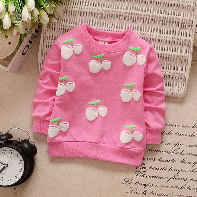 2019 New Autumn Baby Girls Sweatshirts Winter Spring Children Hoodies Cotton Strawberry Long Sleeve Sweater Kids T-shirt Clothes
