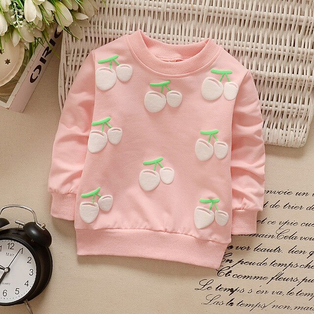 2019 New Autumn Baby Girls Sweatshirts Winter Spring Children Hoodies Cotton Strawberry Long Sleeve Sweater Kids T-shirt Clothes