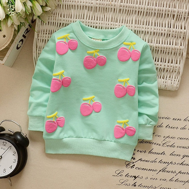 2019 New Autumn Baby Girls Sweatshirts Winter Spring Children Hoodies Cotton Strawberry Long Sleeve Sweater Kids T-shirt Clothes