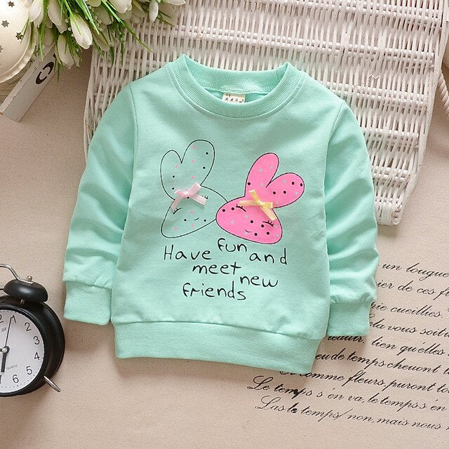 2019 New Autumn Baby Girls Sweatshirts Winter Spring Children Hoodies Cotton Strawberry Long Sleeve Sweater Kids T-shirt Clothes