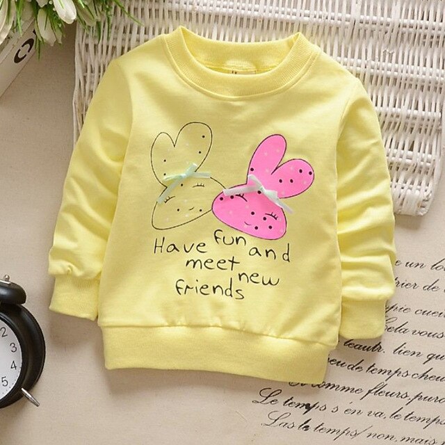 2019 New Autumn Baby Girls Sweatshirts Winter Spring Children Hoodies Cotton Strawberry Long Sleeve Sweater Kids T-shirt Clothes