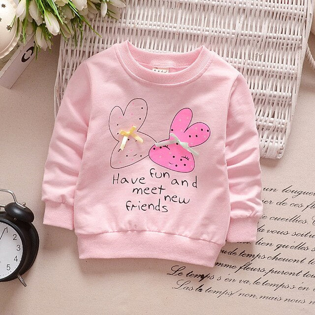 2019 New Autumn Baby Girls Sweatshirts Winter Spring Children Hoodies Cotton Strawberry Long Sleeve Sweater Kids T-shirt Clothes