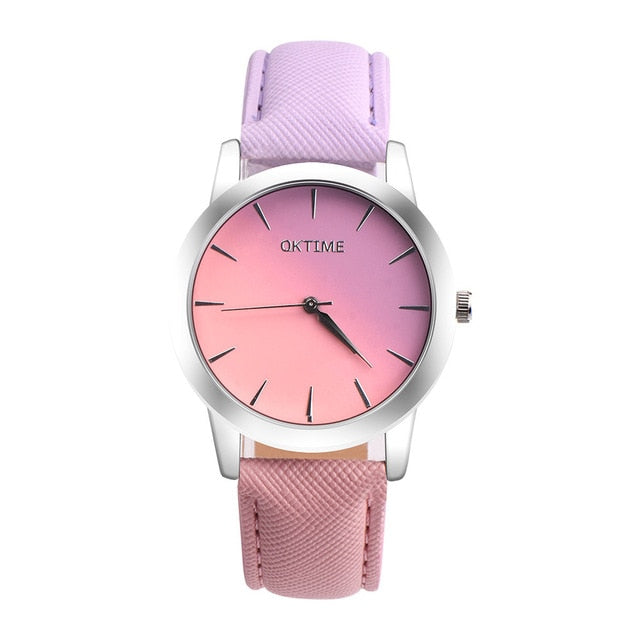 Women watch Gradient color Colorful Retro Rainbow Design Leather Band Analog Alloy Quartz Wrist Watch Bracelet watch Gift YE1