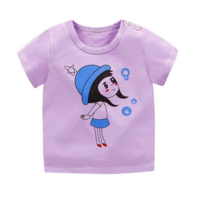 Unini-yun New Summer Baby T Shirt for Girls Kids Clothes Short Sleeve Cartoon T-Shirt Baby Girl Tops Tee Toddler Girl Clothes