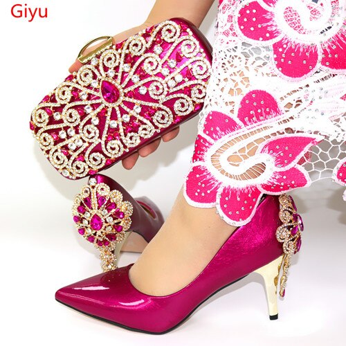 doershow wine Shoe and Matching Bag Set African Shoes and Matching Bags Italian Matching Shoes and Bags for ladyPartys!SYT1-6