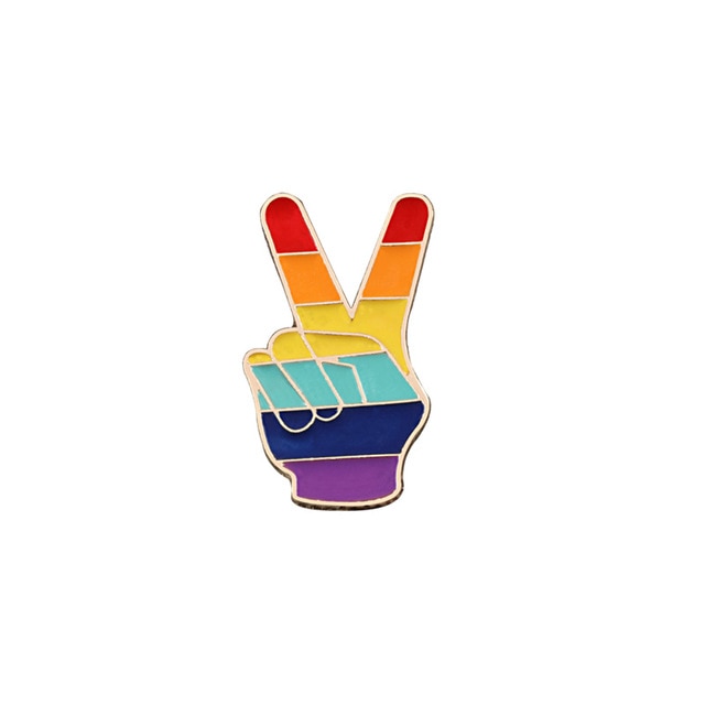 9 Style LGBT Design Rainbow Creative Heart Yeh Finger Pin Brooch Metal Pins Badge Denim Enamel Lapel Jewelry Gift women unsix