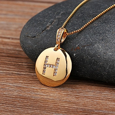 Top Quality Women Girls Initial Letter Necklace Gold 26 Letters Charm Necklaces Pendants Copper CZ Jewelry Personal Necklace