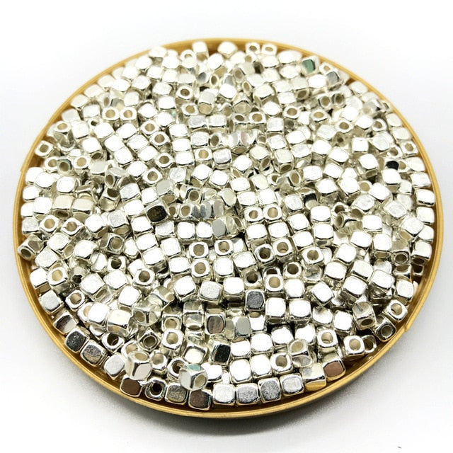 200Pcs 4mm Acrylic Plated CCB Square Seed Space Beads for Jewelry Making DIY Bracelet Necklaces