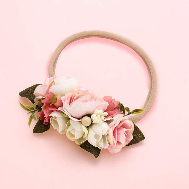 BalleenShiny Princess Flower Headband Newborn Baby Boy Girl Artificial Floral Photography Prop Hair Accessories Infant Headwear