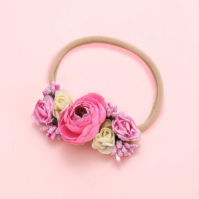 BalleenShiny Princess Flower Headband Newborn Baby Boy Girl Artificial Floral Photography Prop Hair Accessories Infant Headwear