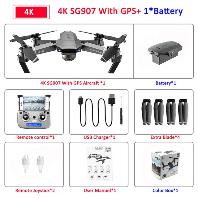 SG907 GPS Drone with Camera 4K 5G Wifi RC Quadcopter Optical Flow Foldable Mini Dron 1080P HD Camera Drone VS E520S E58 XS812