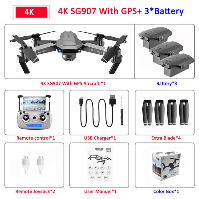 SG907 GPS Drone with Camera 4K 5G Wifi RC Quadcopter Optical Flow Foldable Mini Dron 1080P HD Camera Drone VS E520S E58 XS812