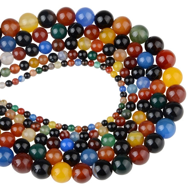 Chanfar 4 6 8 10 12mm Natural Stone Beads Black Lava Tiger Eye Bulk Loose Stone Beads For DIY Making Bracelet Necklace Jewelry