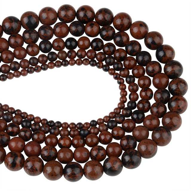 Chanfar 4 6 8 10 12mm Natural Stone Beads Black Lava Tiger Eye Bulk Loose Stone Beads For DIY Making Bracelet Necklace Jewelry
