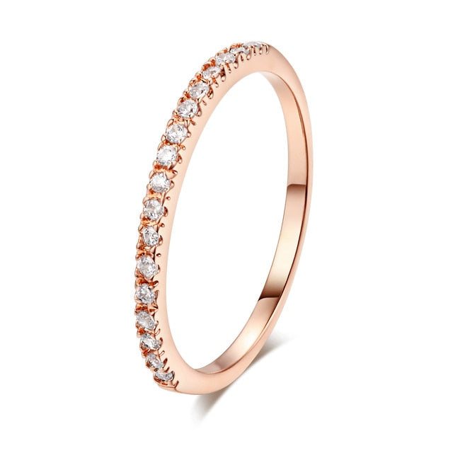 Micro Pave Cubic Zirconia Wedding/Engagement Rings White/Rose Gold Color Fashion Brand Crystal Ring Jewelry For Women DFR133