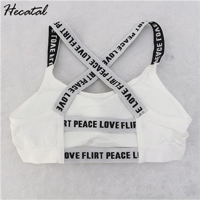 Women Sport Bra Fitness Top Letters Yoga Bra For Cup A-D Black White Running Yoga Gym Fitness Crop Top Women Push Up Sports Bras